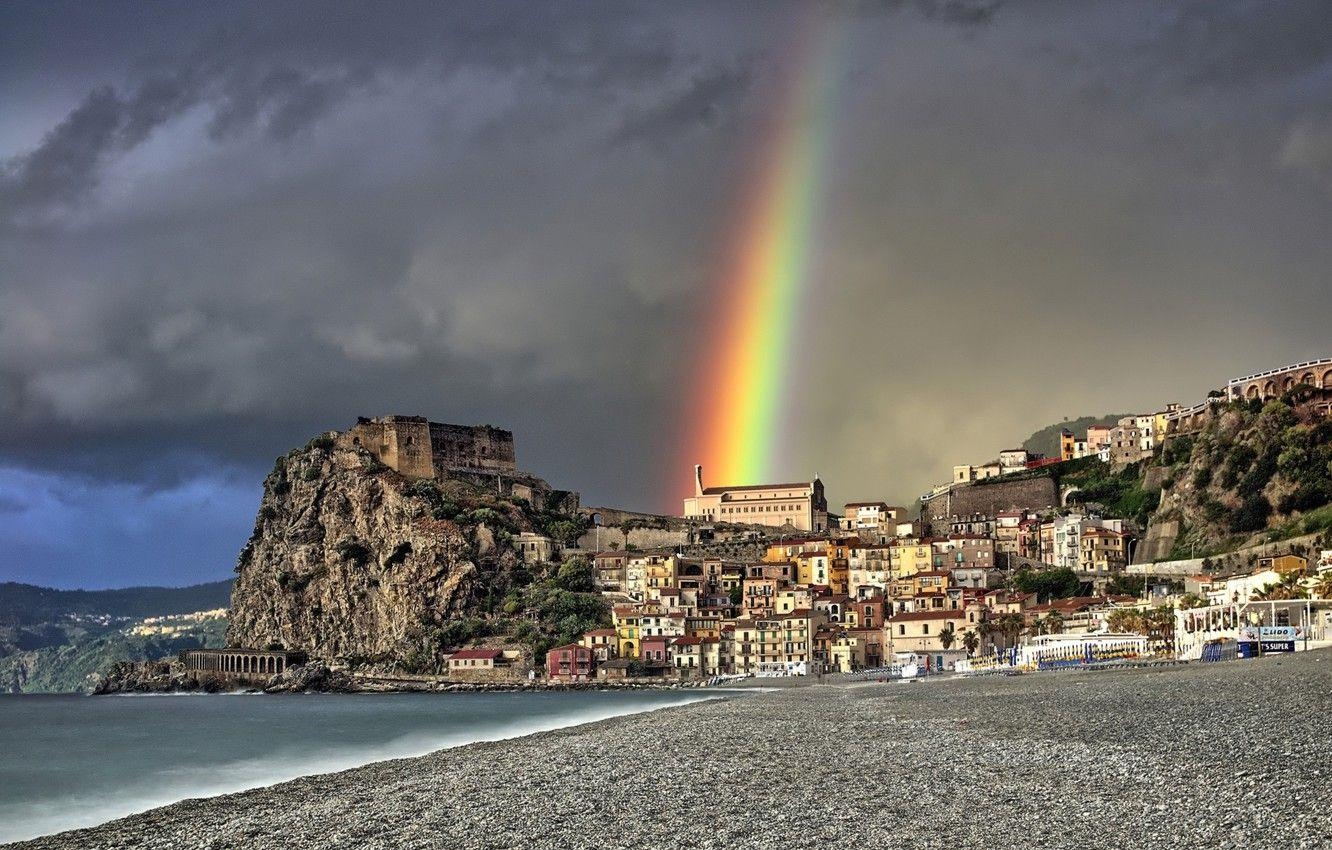 Meerblick, Kalabrien, Italien, Landschaft, Küste, 1340x850 HD Desktop