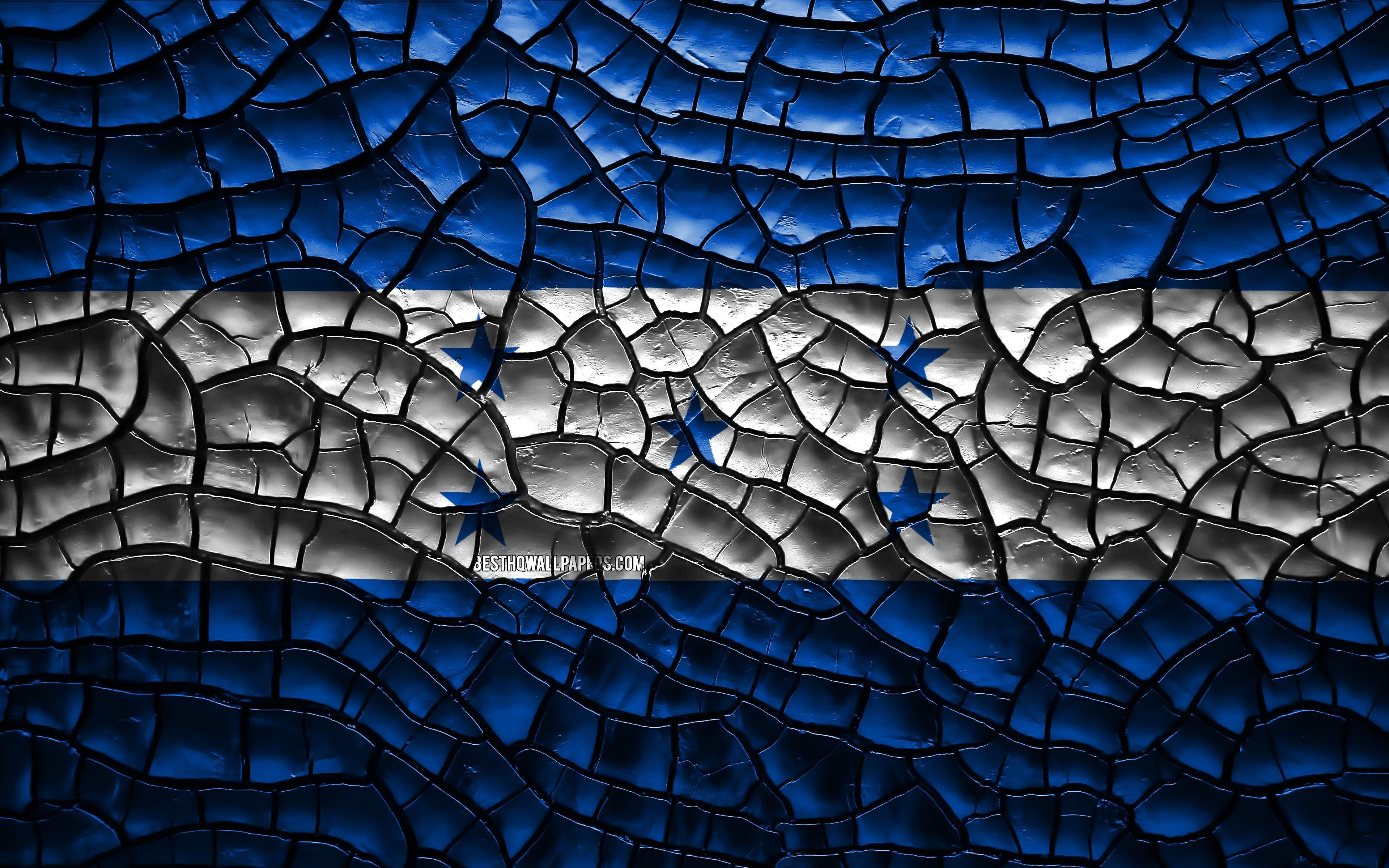 Honduras Flagge, 4K, Natur, Rissiger Boden, Nordamerika, 3840x2400 4K Desktop