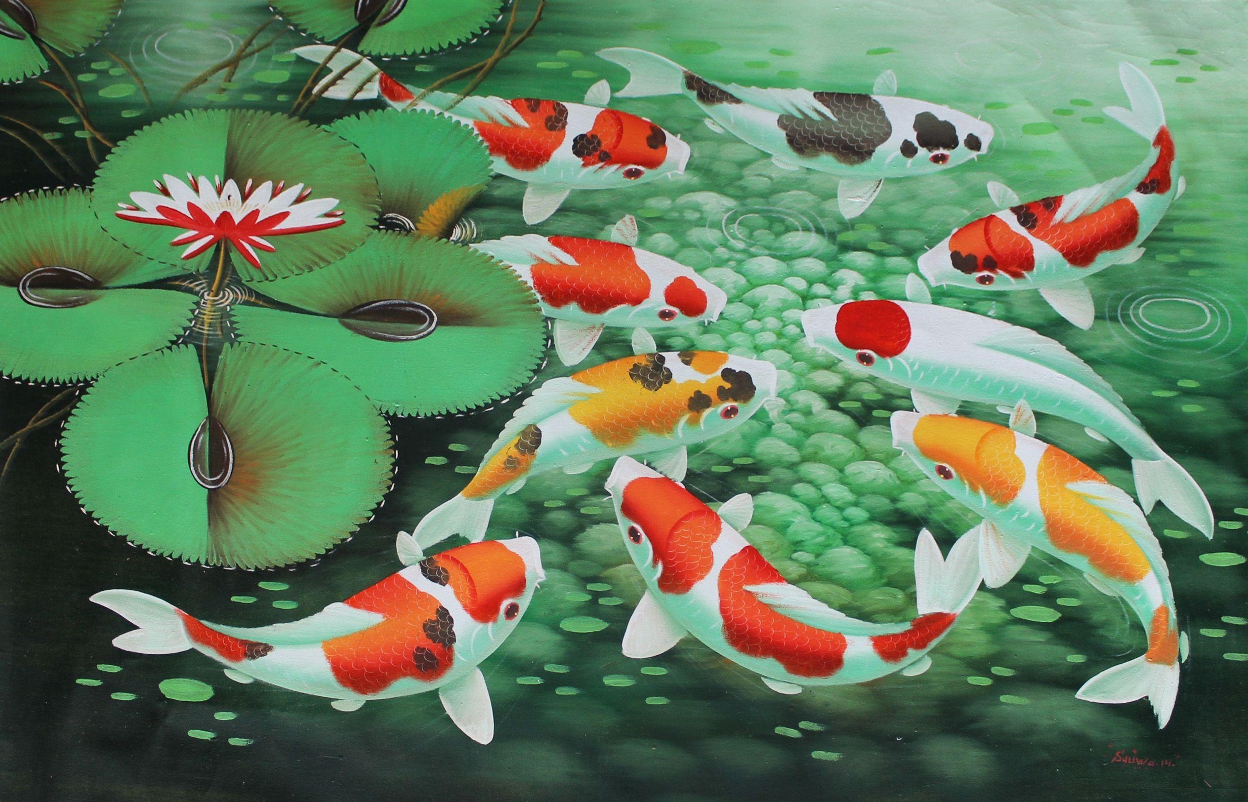 Koi Fisch, Malerei, Kreaturen, Farbenprächtig, Kunst, 2470x1590 HD Desktop