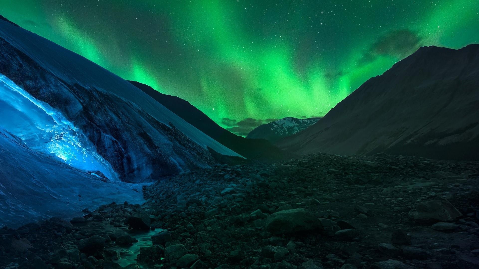 Grün, Aurora Borealis, Hintergrund, Polarlichter, Studio, 1920x1080 Full HD Desktop