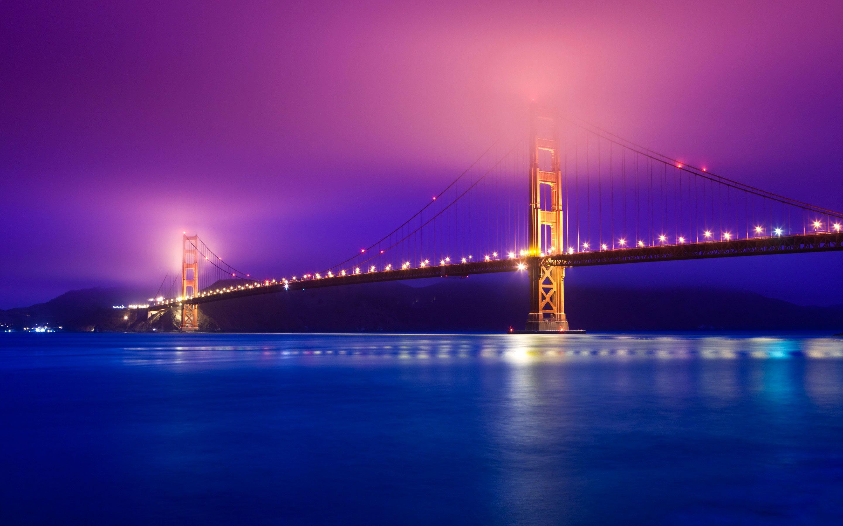 San Francisco, Kalifornien, Stadtansicht, Nacht, Golden Gate, 2880x1800 HD Desktop