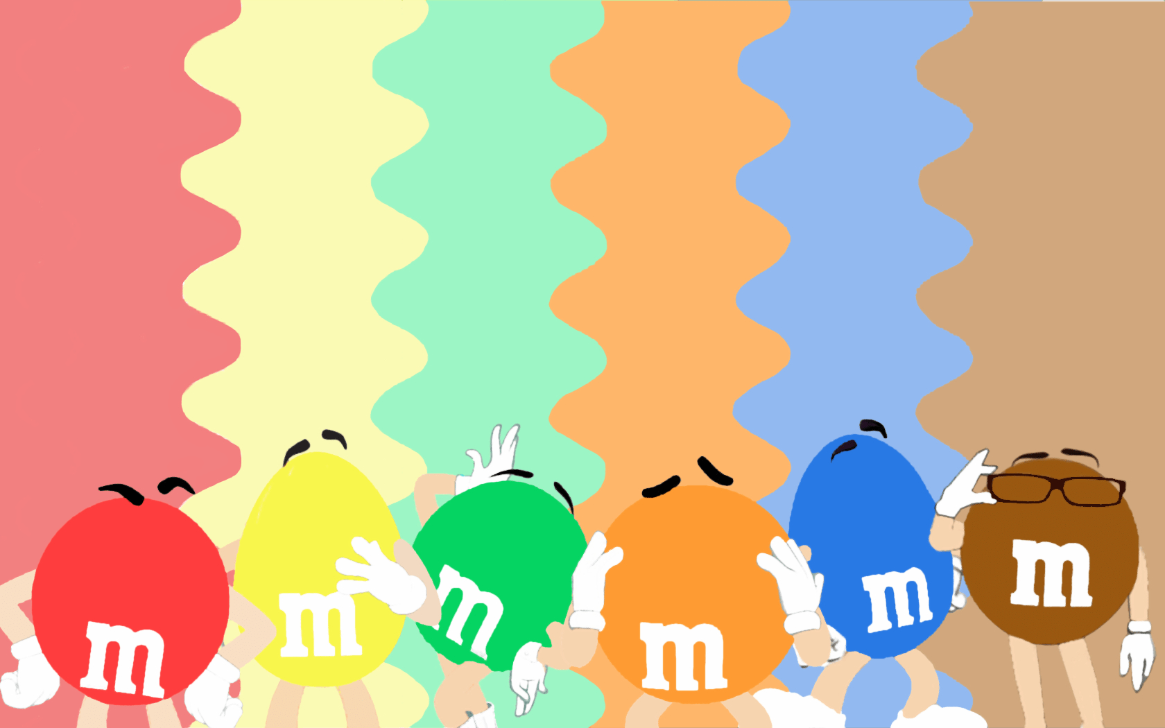 m&m's, Crew, Hintergrundbild, erster Versuch, 1680x1050 HD Desktop