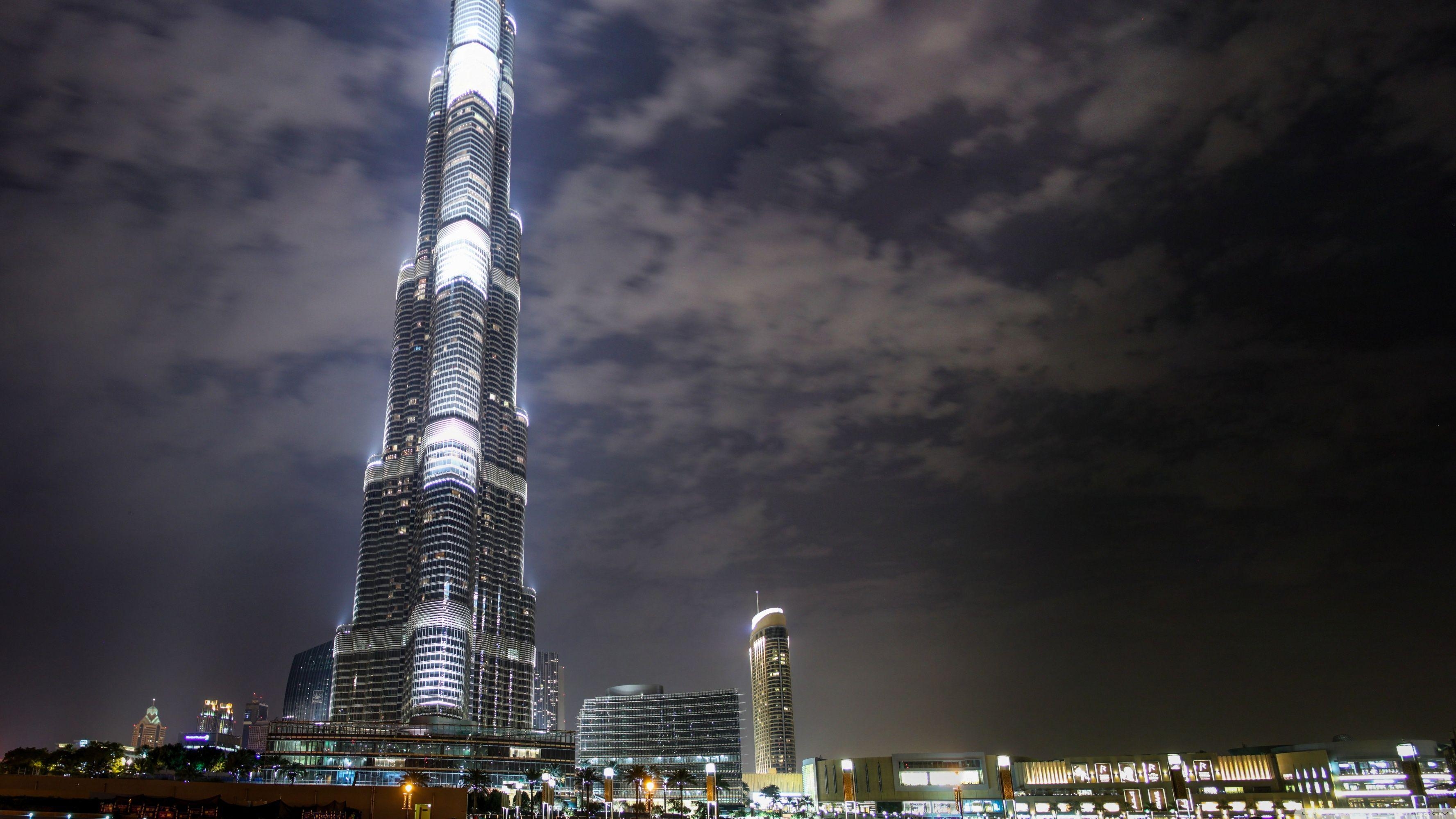 Burj Khalifa, Nacht, 4K, HDR, Reisen, 3560x2000 HD Desktop