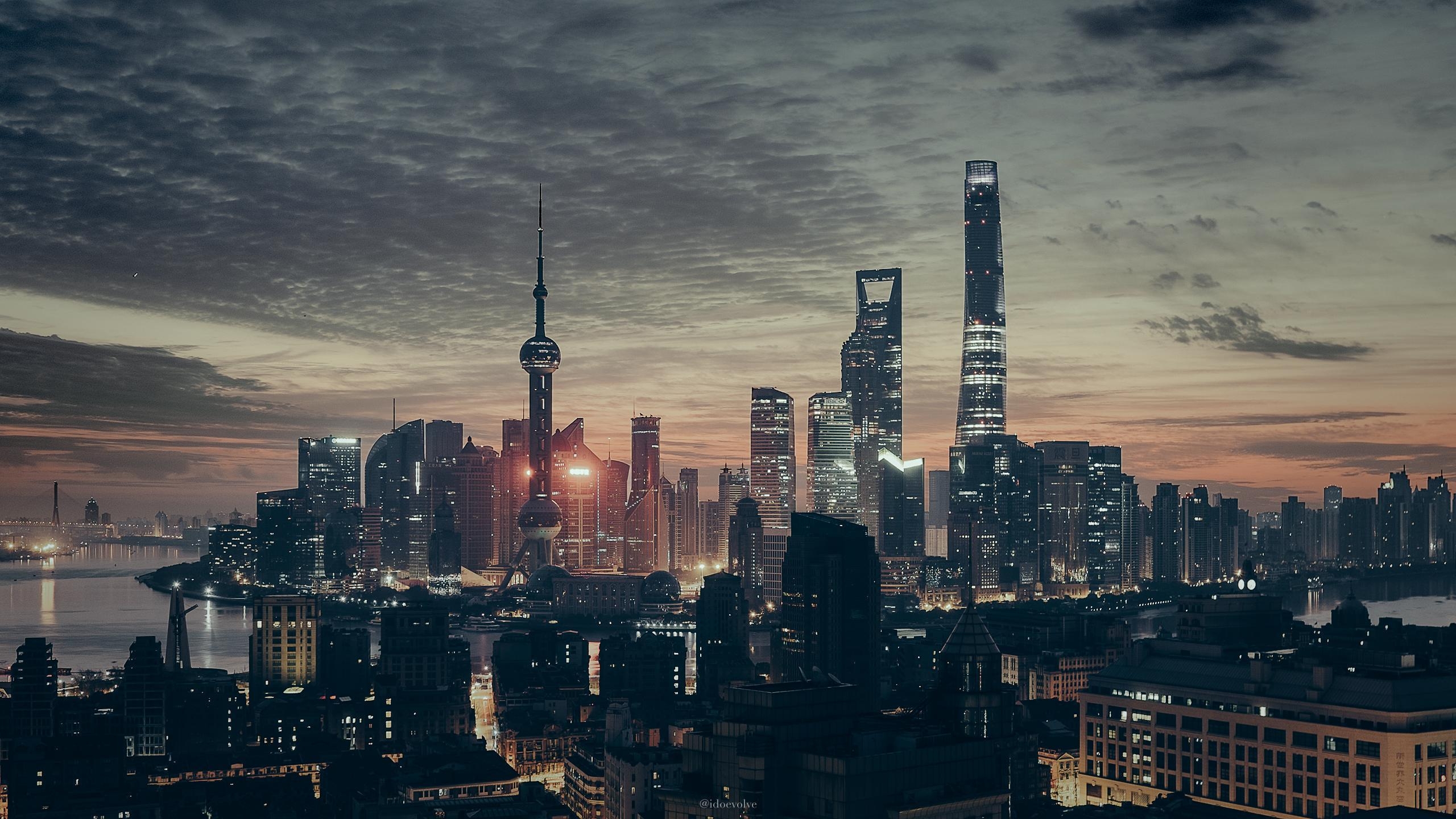 Shanghai, Blade Runner, Einfluss, Cyberpunk, Stadt, 2560x1440 HD Desktop