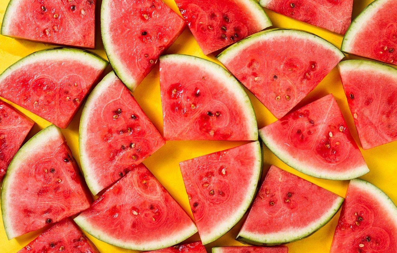 Wassermelone, gelb, Hintergrund, Scheiben, Frucht, 1340x850 HD Desktop