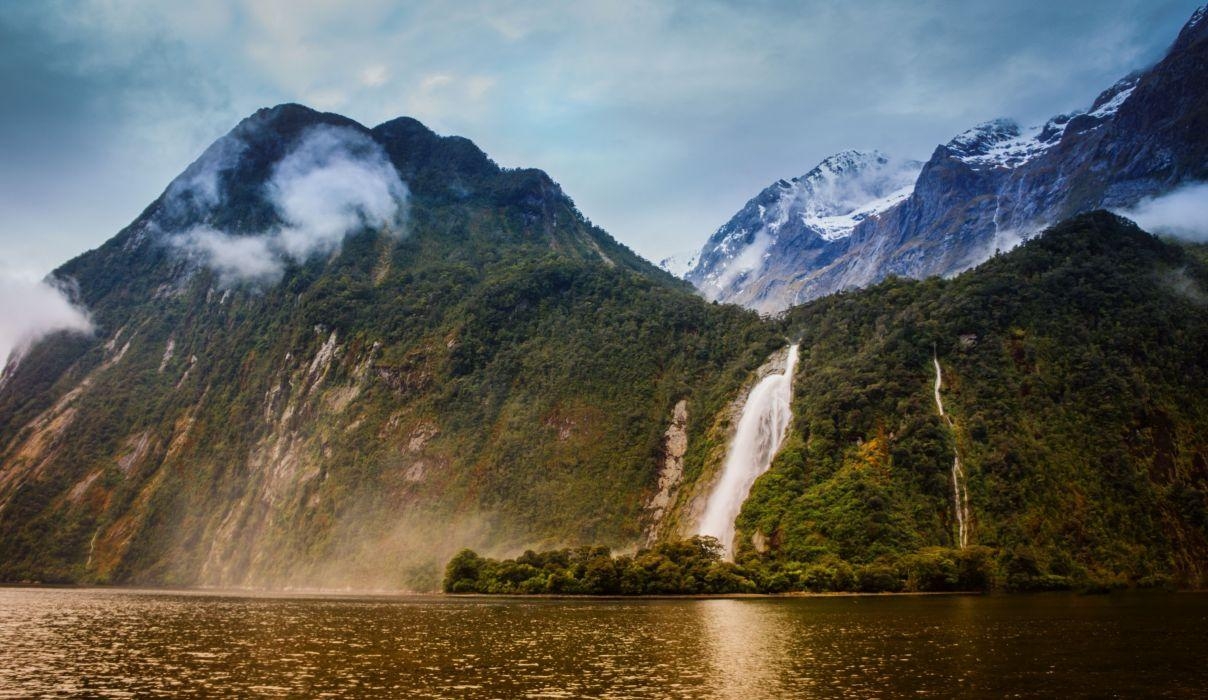 Neuseeland, Berge, Milford Sound, Wasserfälle, Natur, 1210x700 HD Desktop