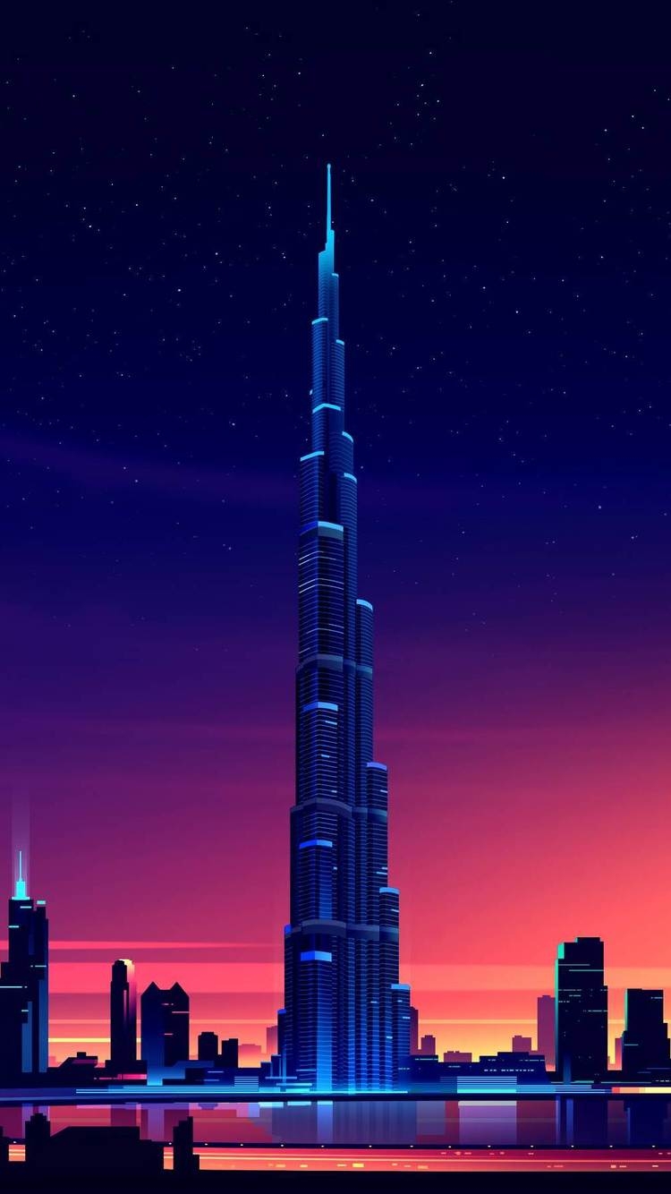 Burj Khalifa, Minimalismus, iPhone 6s, Icon, Gebäude, 750x1340 HD Handy