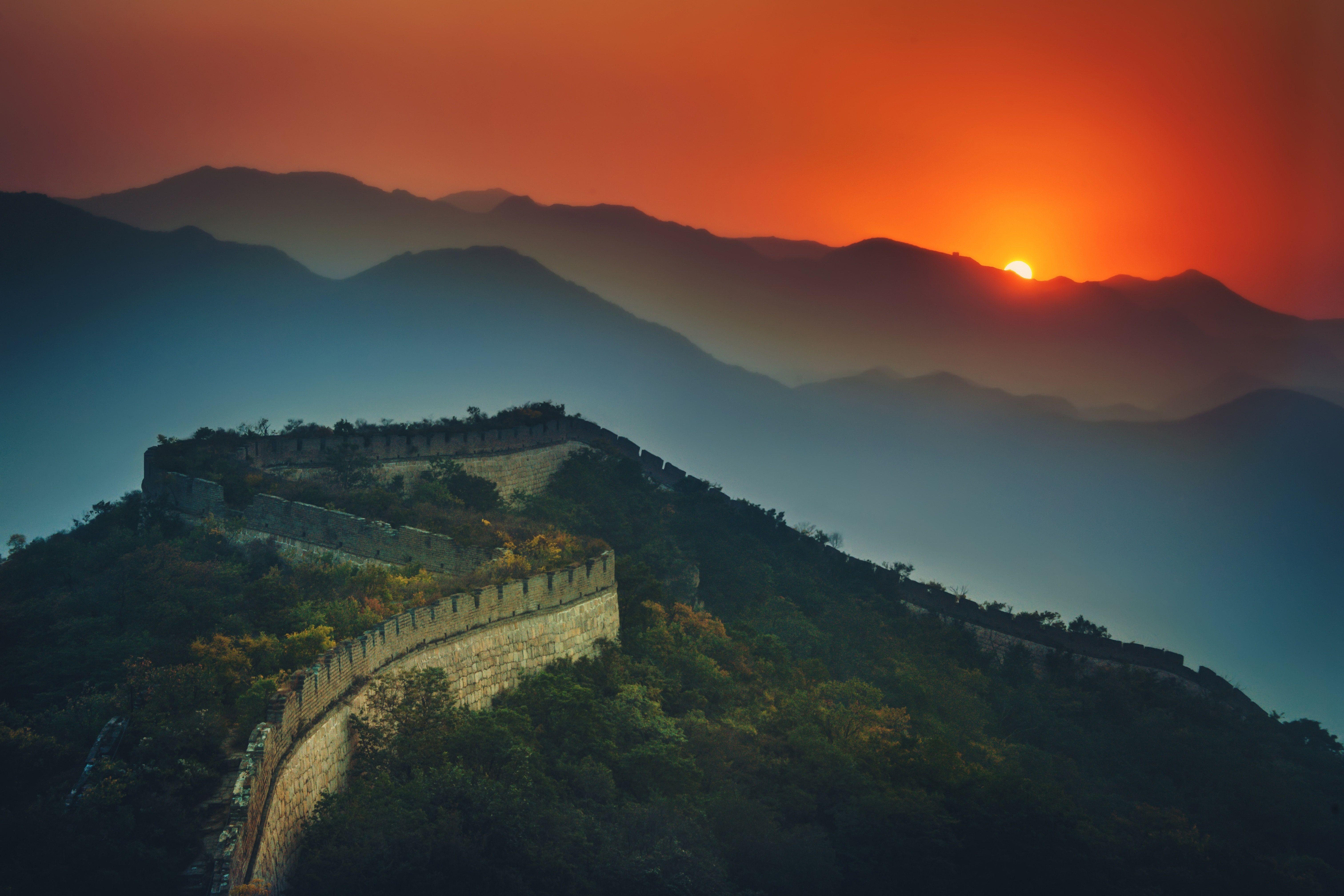 Große Mauer, Sonnenuntergang, 5K, China, Weltwunder, 6050x4040 4K Desktop