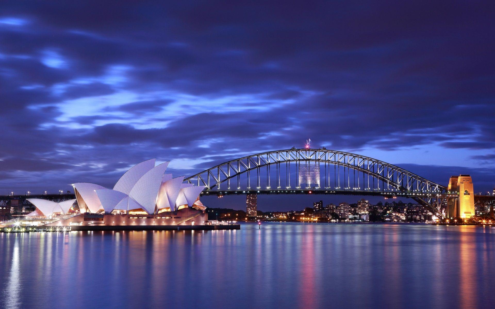 Sydney Opernhaus, Australien, Nacht, Brücke, Architektur, 1920x1200 HD Desktop