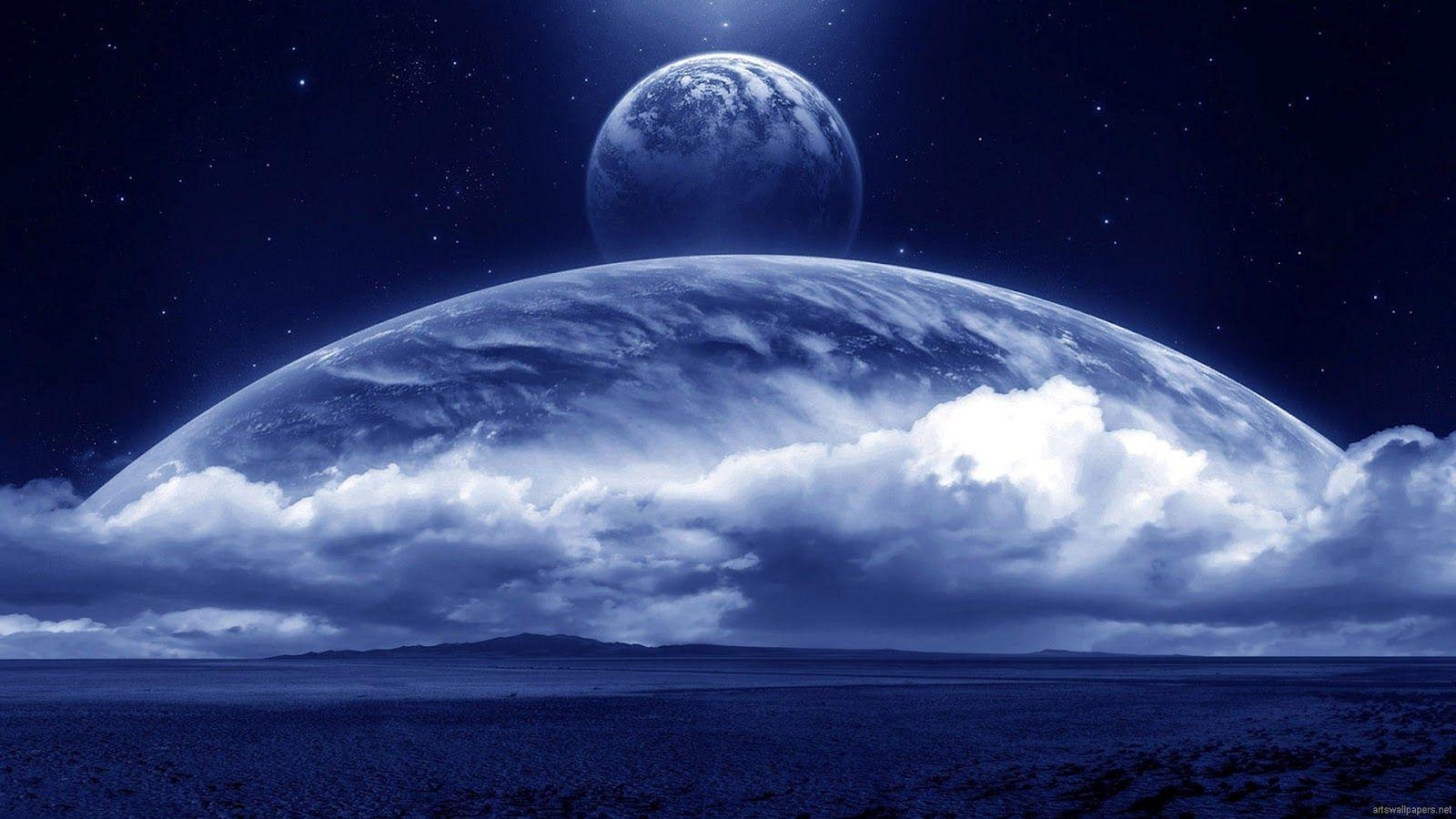 Mond, Blauer Mond, Wunder, Weltraum, Nacht, 1600x900 HD Desktop