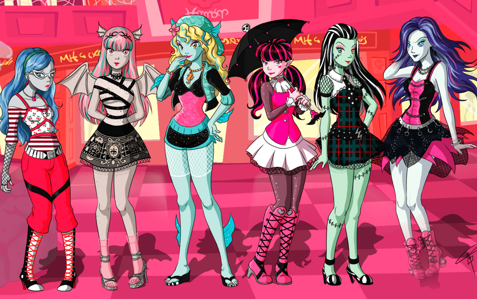 Monster High, Hintergrund, Puppen, Cartoon, Monster, 1520x960 HD Desktop