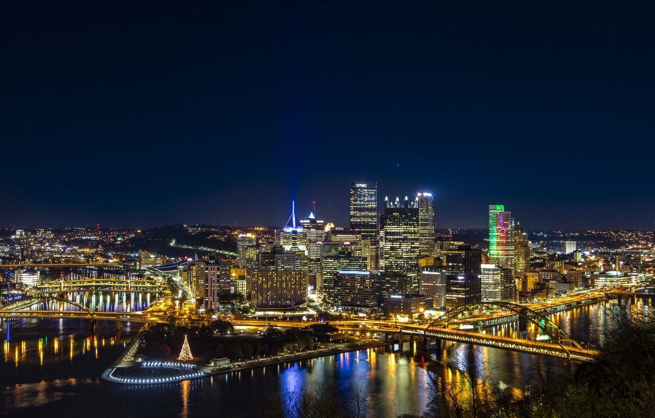 Pittsburgh, Lichter, Desktop, Hintergrund, Stadt, 1340x850 HD Desktop