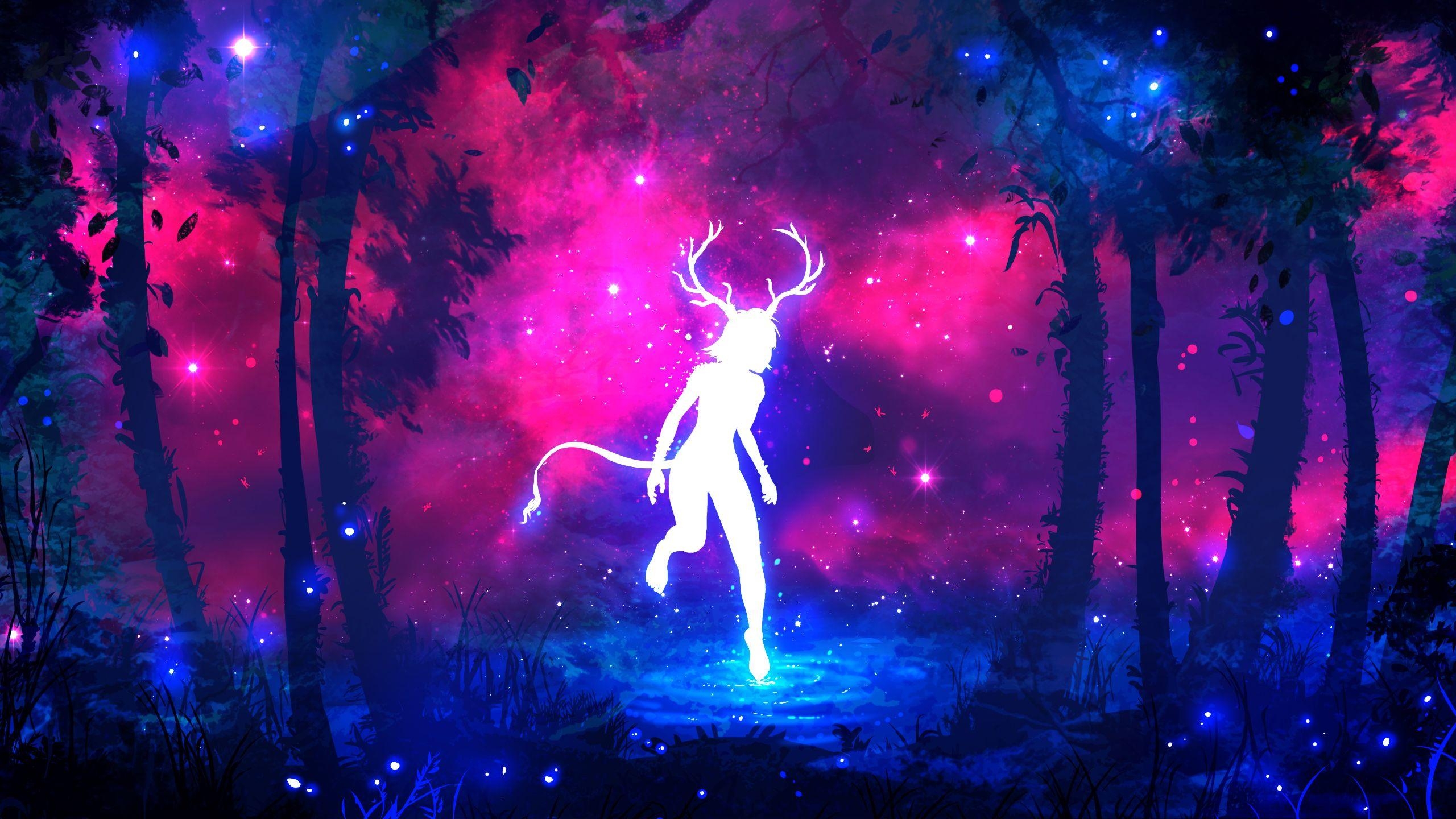 Neon, Dschungel, Wald, Fantasie, Farben, 2560x1440 HD Desktop