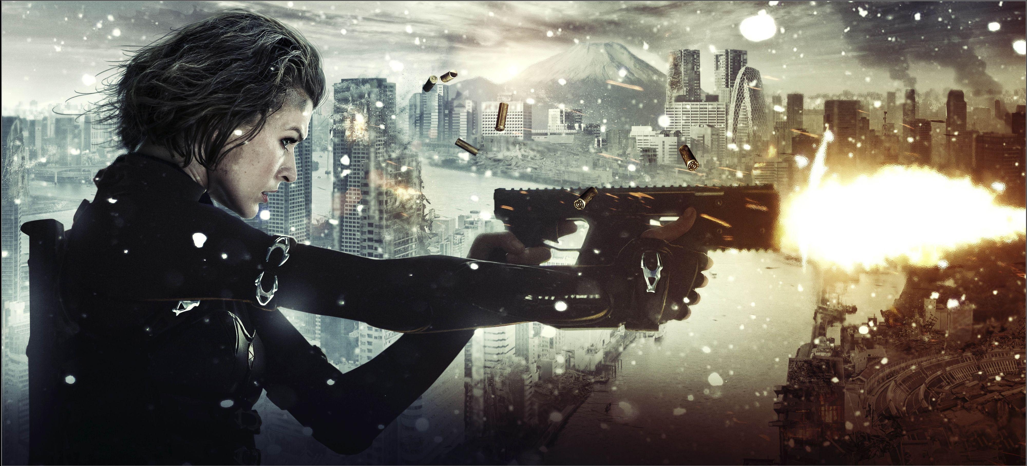 Milla Jovovich, Resident Evil, HD, Schauspielerin, Berühmtheit, 4000x1820 Dual Screen Desktop