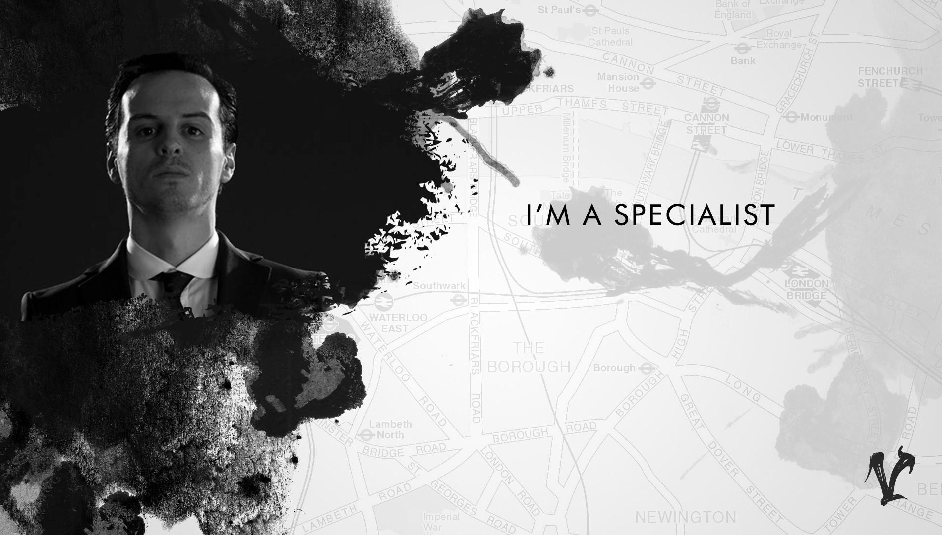 James Moriarty, Sherlock, Monochrom, Andrew Scott, Zitat, 1900x1080 HD Desktop