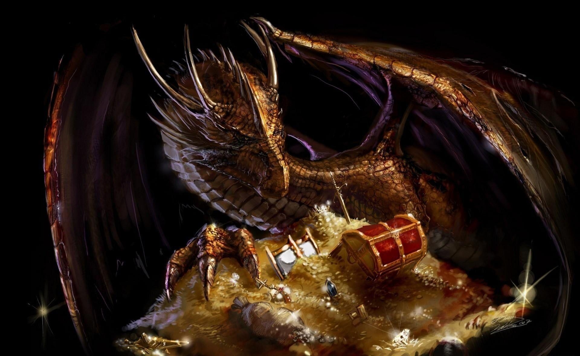 Smaug, Hobbit, Illustration, HD, Drache, 1920x1180 HD Desktop