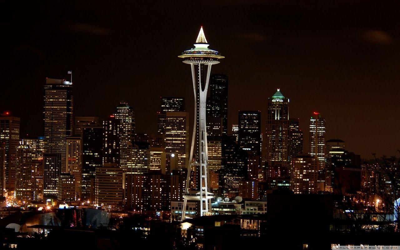 Seattle Nacht, 4K, HD, Desktop, Panorama, 1280x800 HD Desktop