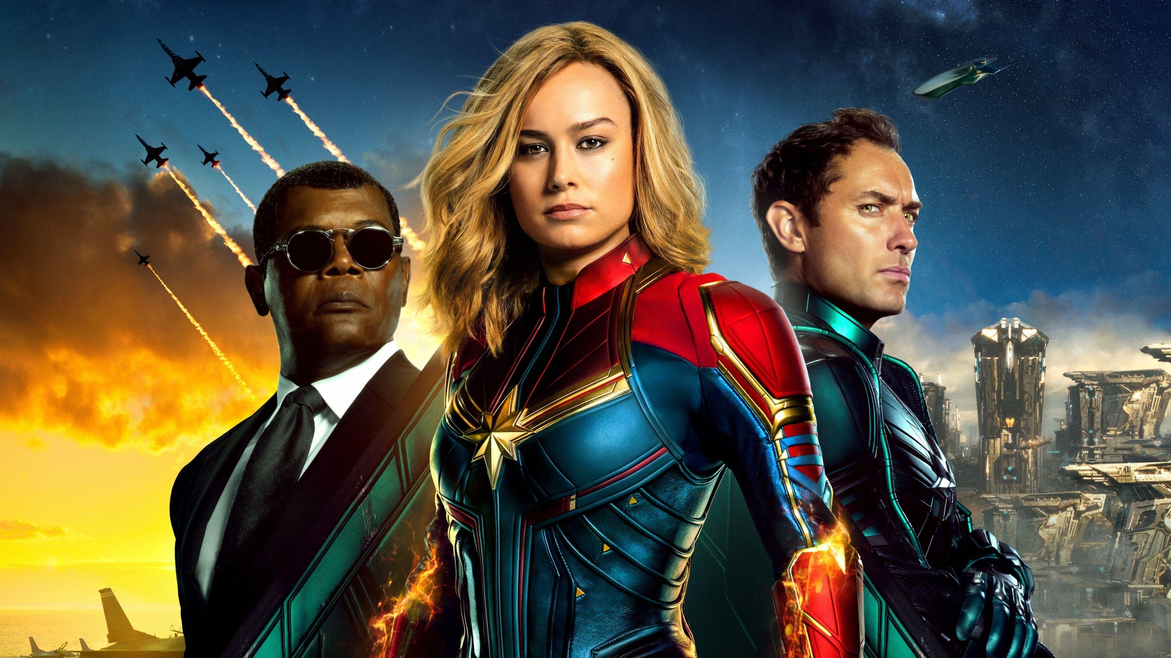 Captain Marvel, Nick Fury, Samuel L. Jackson, Filme, Marvel, 3840x2160 4K Desktop