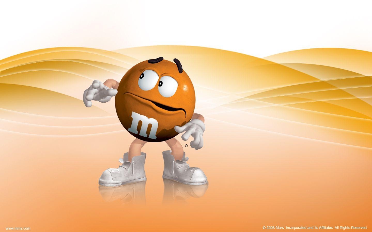 Orange m&m's, Charakter, Schokolinsen, 1440x900 HD Desktop