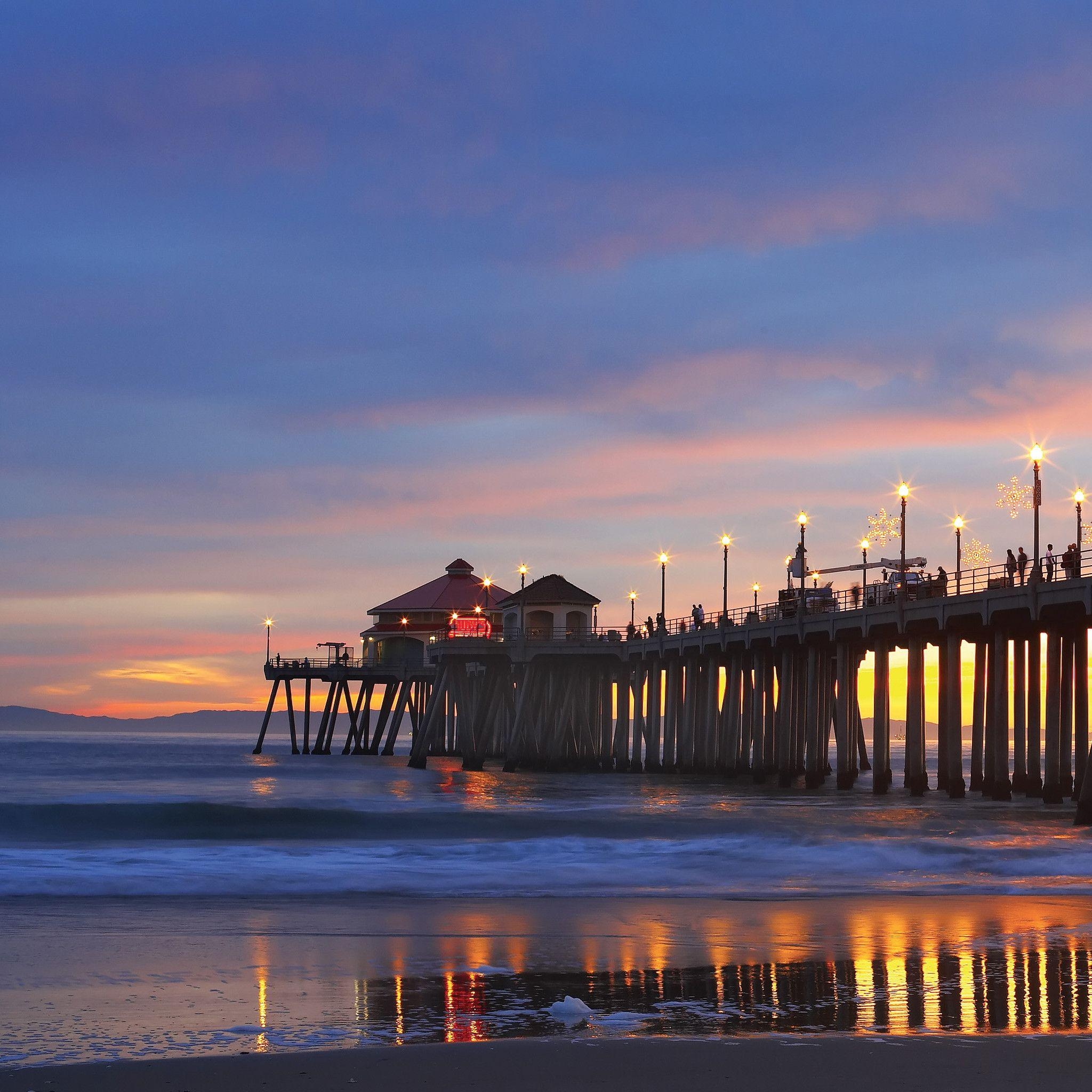 Huntington Beach, Strand, Kalifornien, Hintergrund, Reisen, 2050x2050 HD Handy