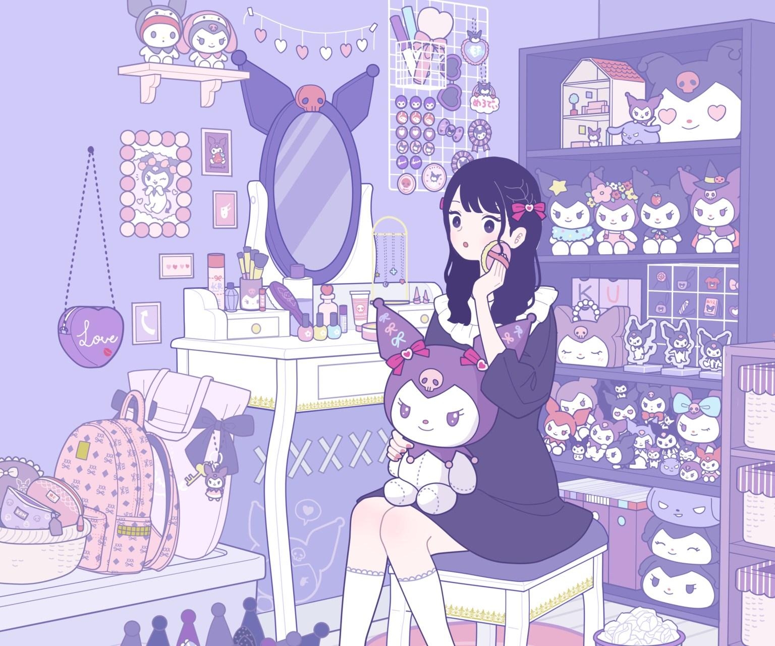 Kuromi, Kawaii, Mädchen, Hintergrund, Niedlich, 1540x1280 HD Desktop