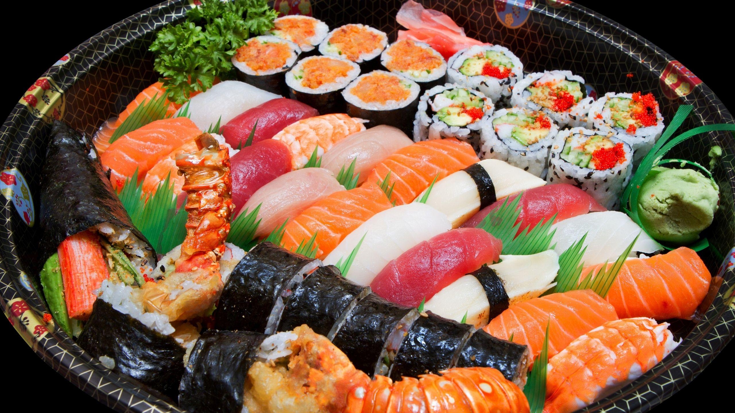 Sushi, Essen, Hintergrund, Kulinarisch, Japanisch, 2560x1440 HD Desktop