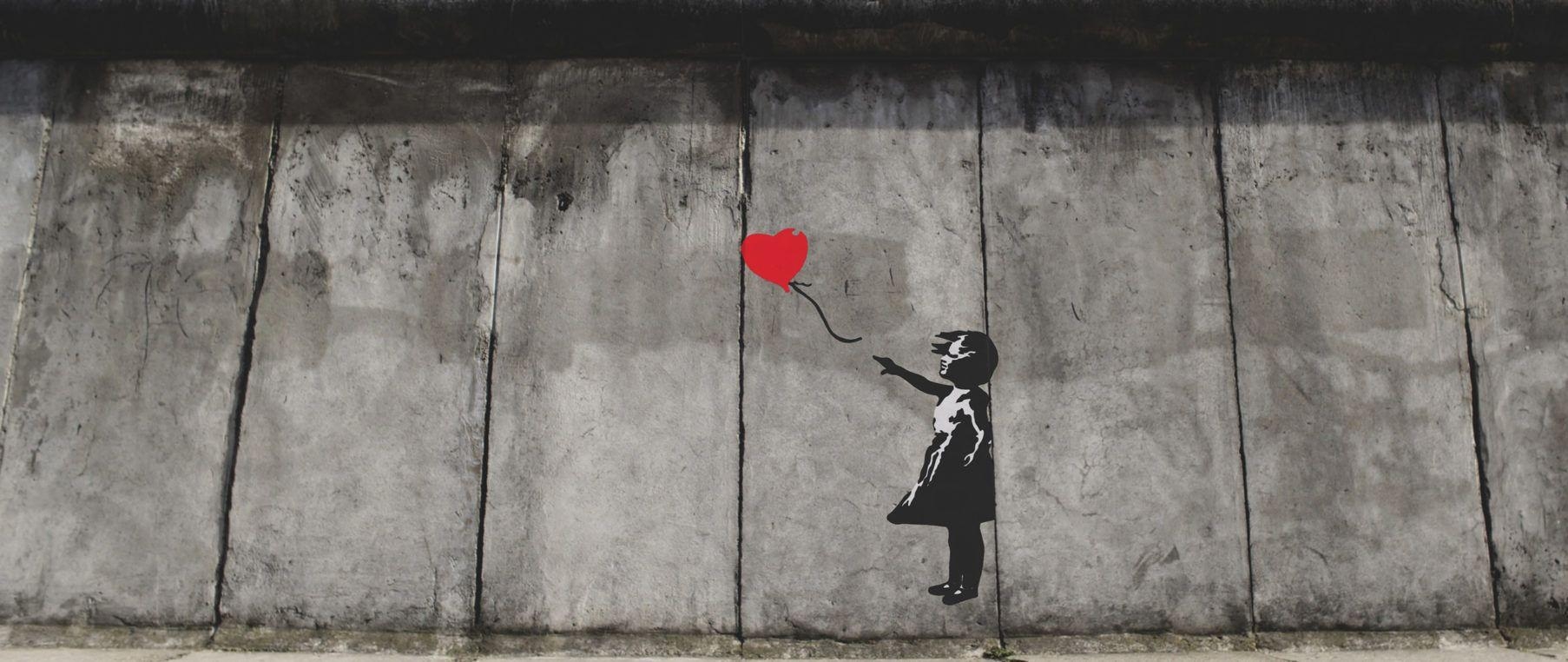 Banksy, Mädchen mit Ballon, 2560x1080, Grafik, Kunstwerk, 1810x770 Dual Screen Desktop