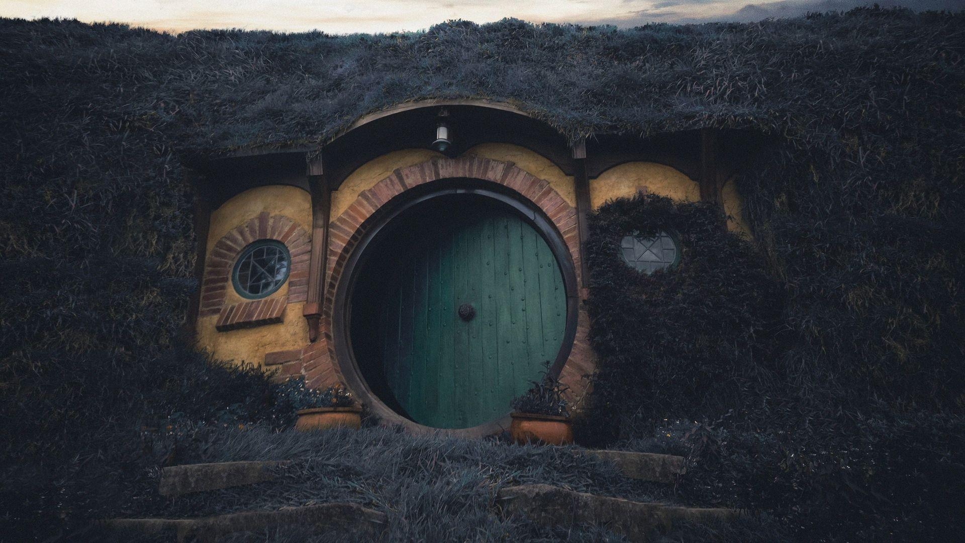 Hobbiton, Filmlandschaft, Set, Gebäude, Tür, 1920x1080 Full HD Desktop