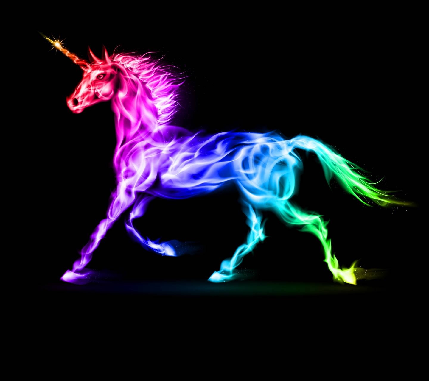 Einhorntapete, Regenbogeneinhorn, Magisches Wesen, Fantasy Kunst, Fabelwesen, 1440x1280 HD Desktop