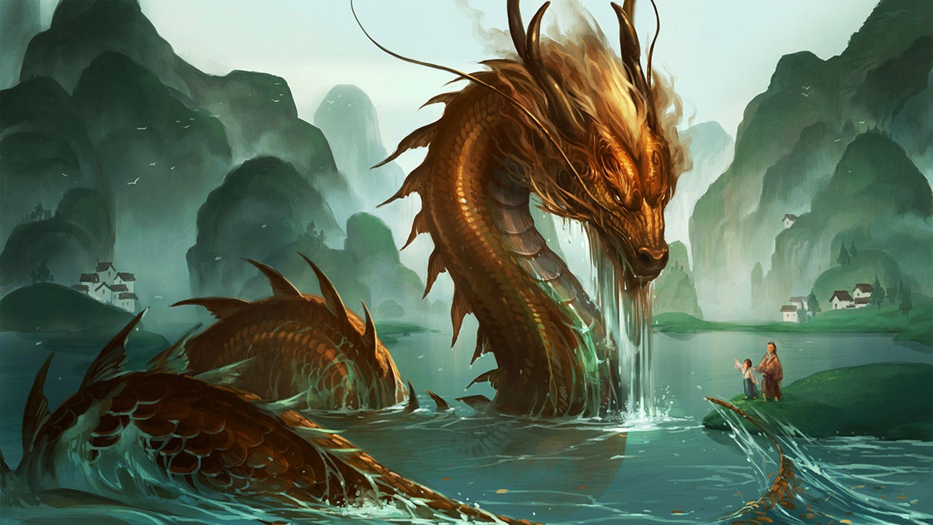 Drache, Fantasie, doppelt, Kunst, Mythos, 1920x1080 Full HD Desktop