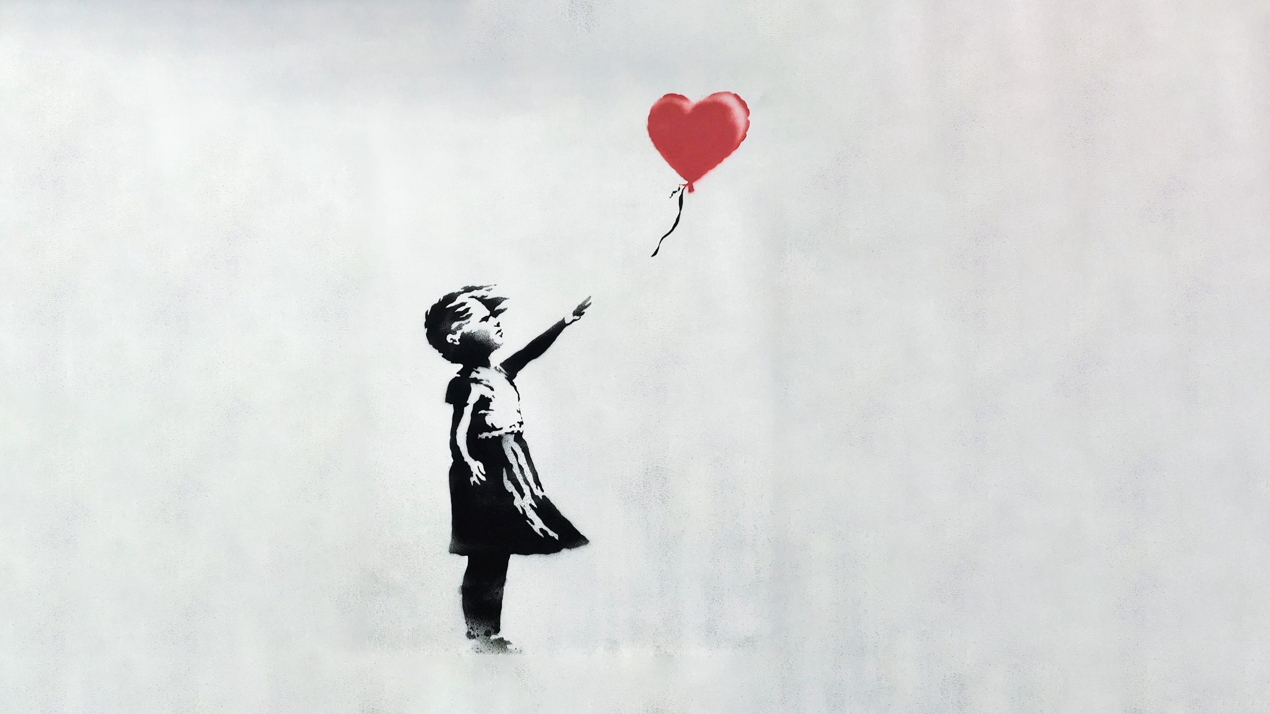 Banksy, Mädchen, Ballon, Kunst, Modern, 2560x1440 HD Desktop