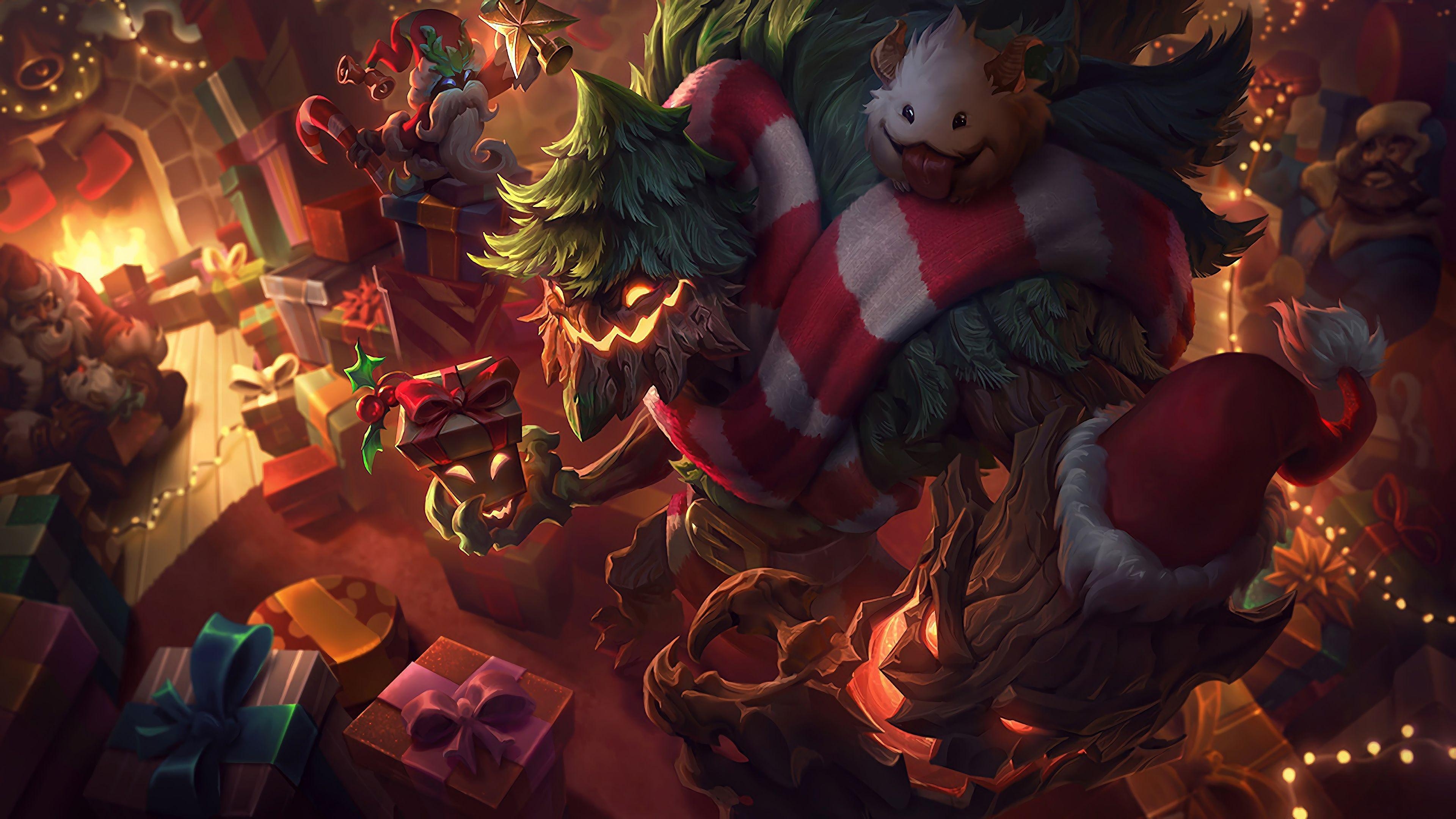 League of Legends, Maokai, 4K, Festlich, Snowdown, 3840x2160 4K Desktop