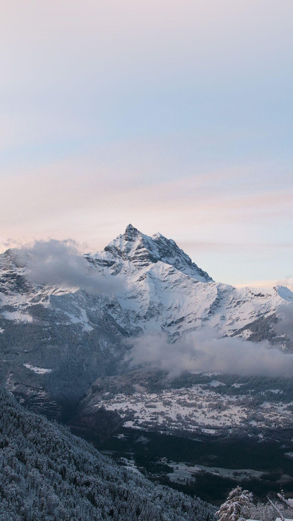 Cold Mountain, iPhone, Schnee, Natur, Wolken, 1250x2210 HD Handy