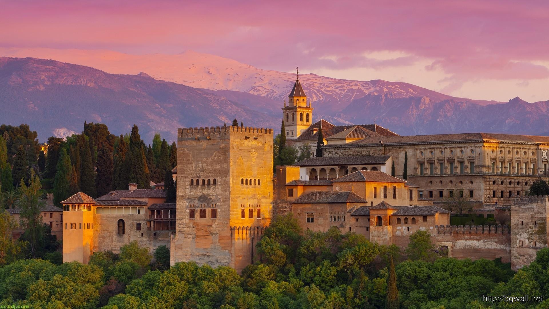 Abend, Alhambra, Spanien, Breitbild, HD, 1920x1080 Full HD Desktop