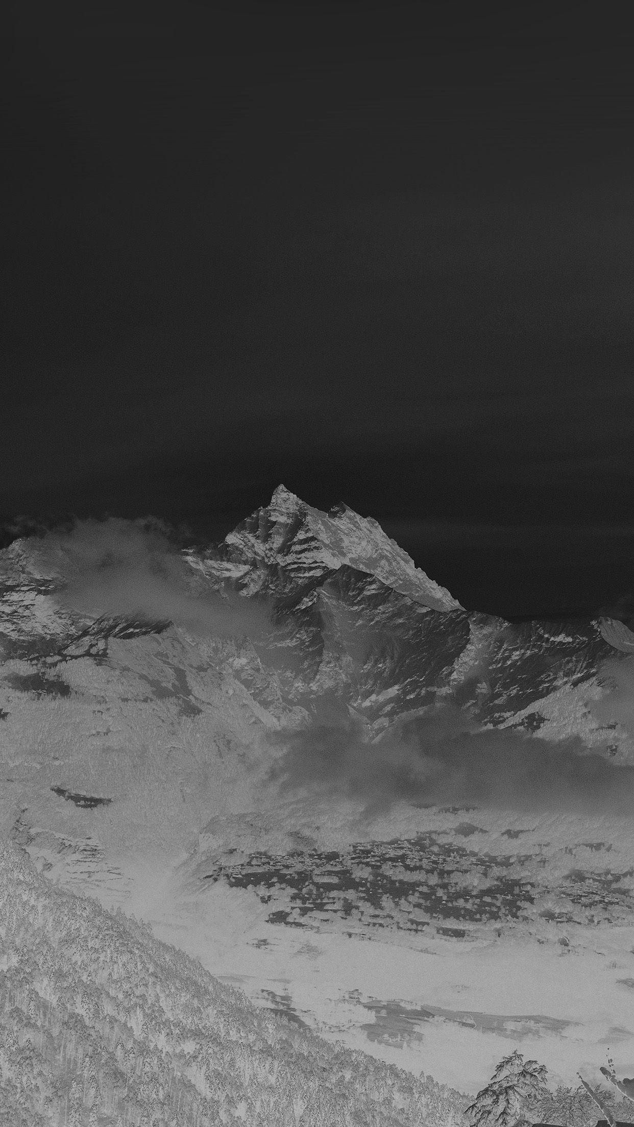 Cold Mountain, Schnee, Wolken, Dunkel, Natur, 1250x2210 HD Handy