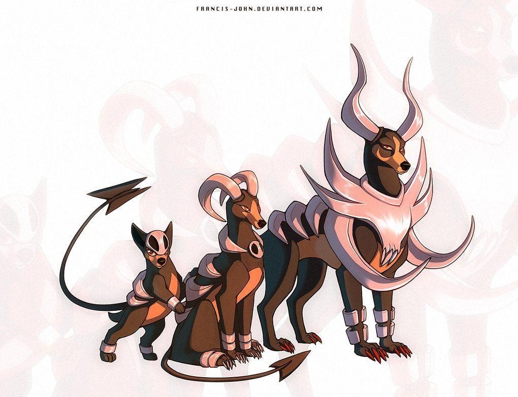 Mega Houndoom, Houndour, Pokémon, Kunst, Feuer, 1020x790 HD Desktop