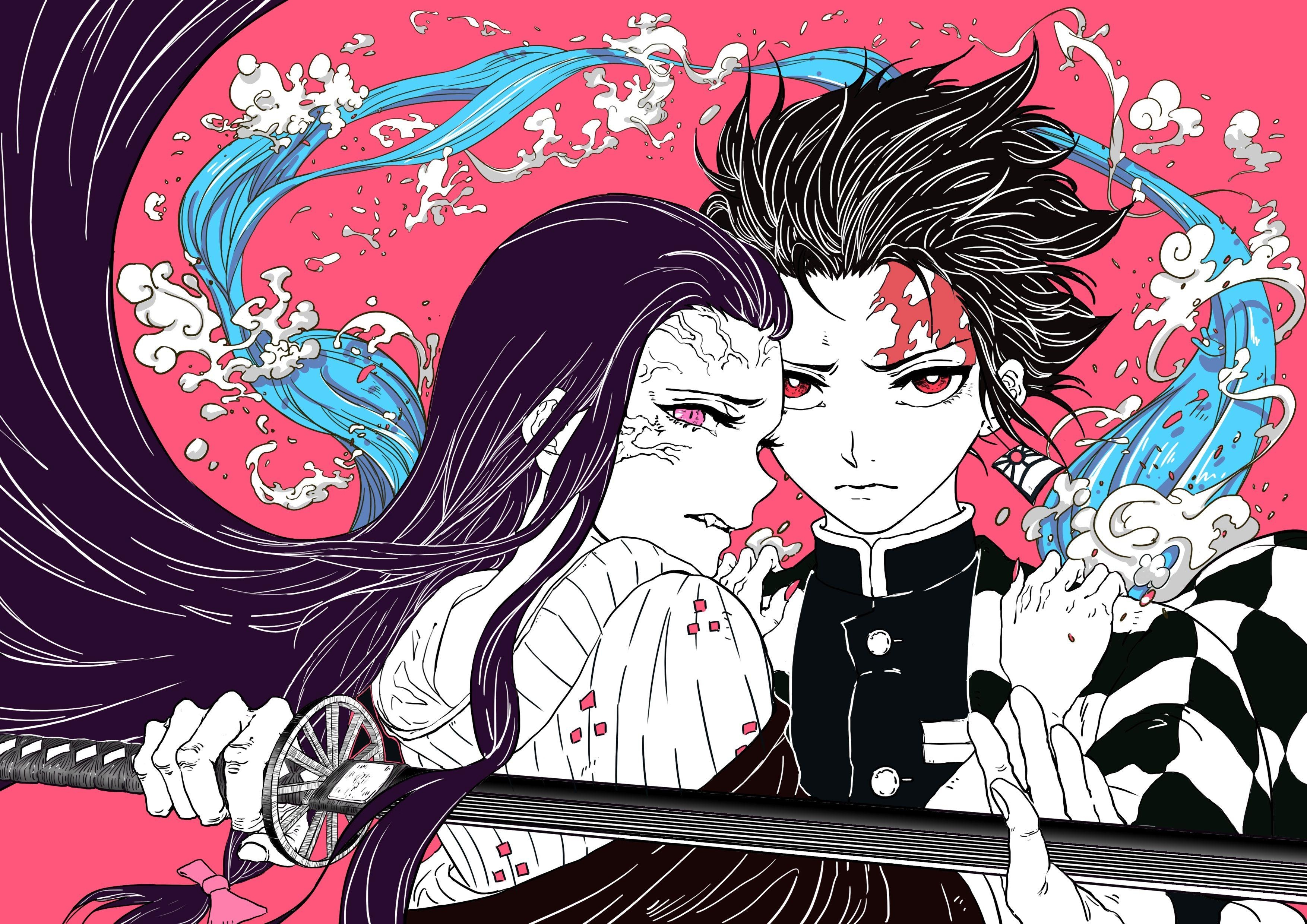 Demon Slayer, Kimetsu No Yaiba, Fan-Art, Anime, Hintergrund, 3510x2480 4K Desktop