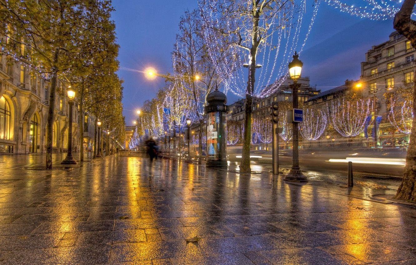 Straßenbeleuchtung, Paris, Frankreich, Nacht, Reisen, 1340x850 HD Desktop