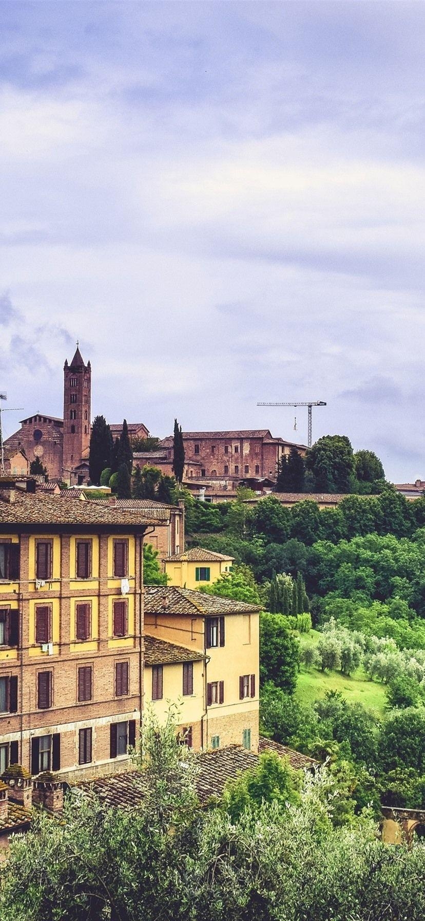 Siena, Italien, Stadtbild, Bäume, Gebäude, 830x1800 HD Handy