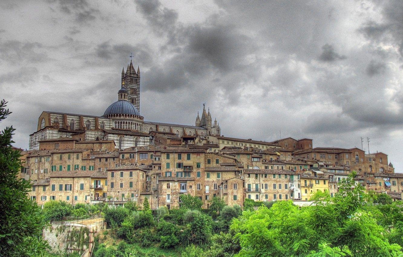 Siena, Dom, Hügel, Italien, Landschaft, 1340x850 HD Desktop