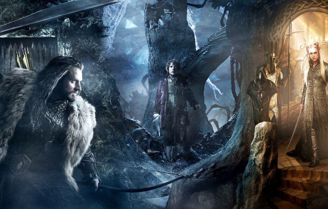 Der Hobbit, Thranduil, Bilbo, Thorin, Hintergrund, 1340x850 HD Desktop