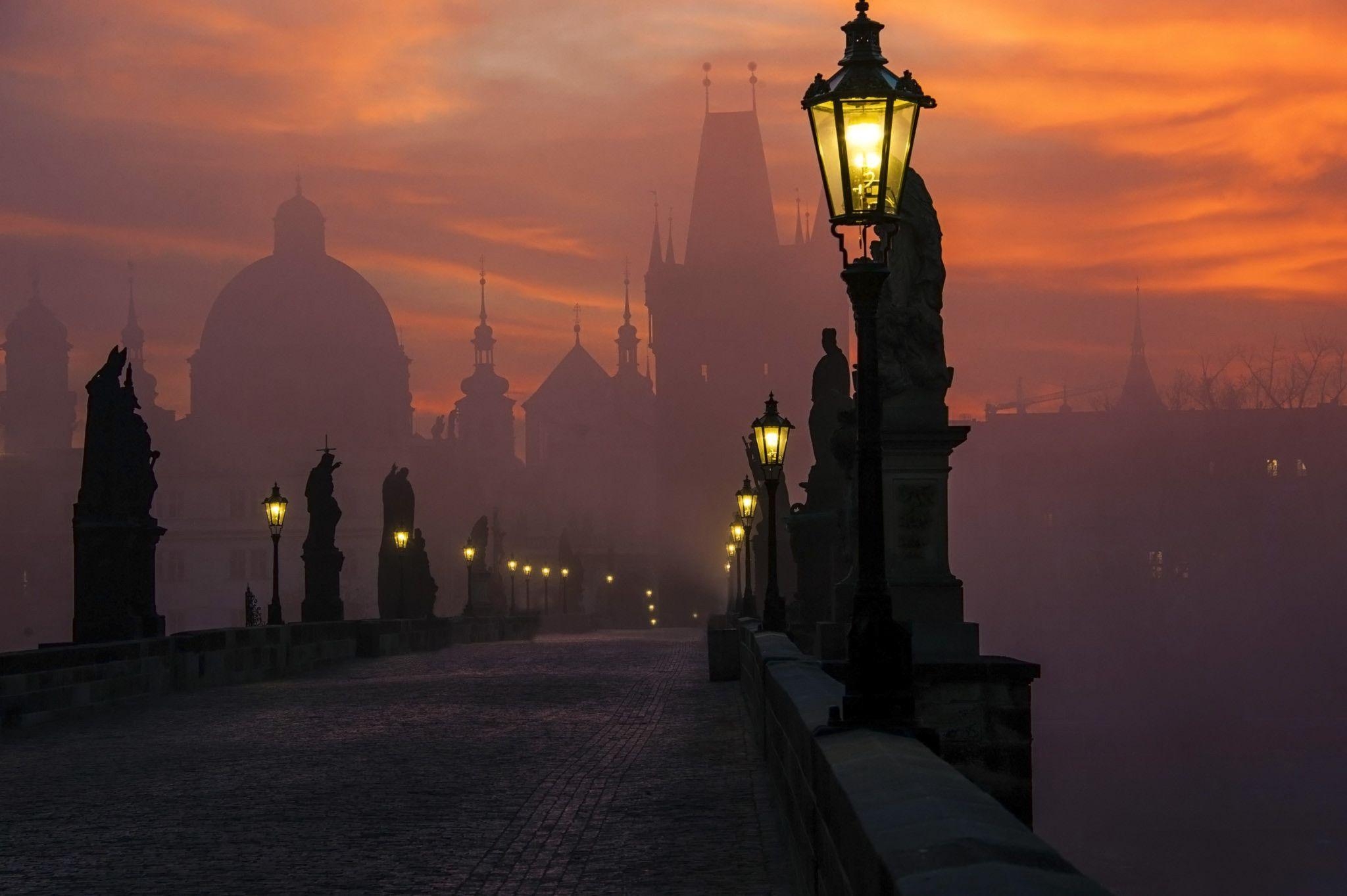 Prag, Dämmerung, Karlsbrücke, Reise, Fluss, 2050x1370 HD Desktop