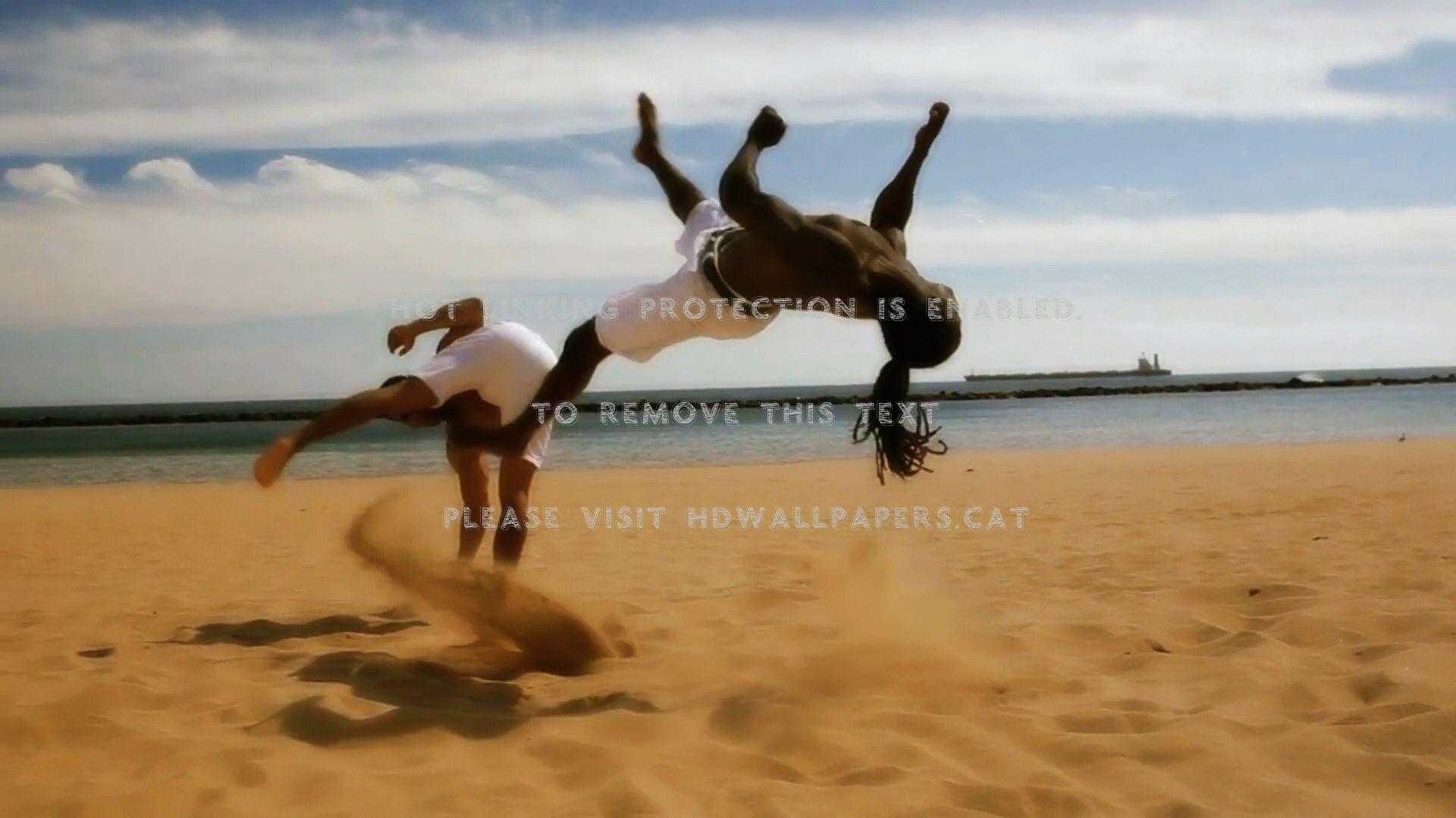 Capoeira, Männer, Strand, Sport, Sprung, 1920x1080 Full HD Desktop