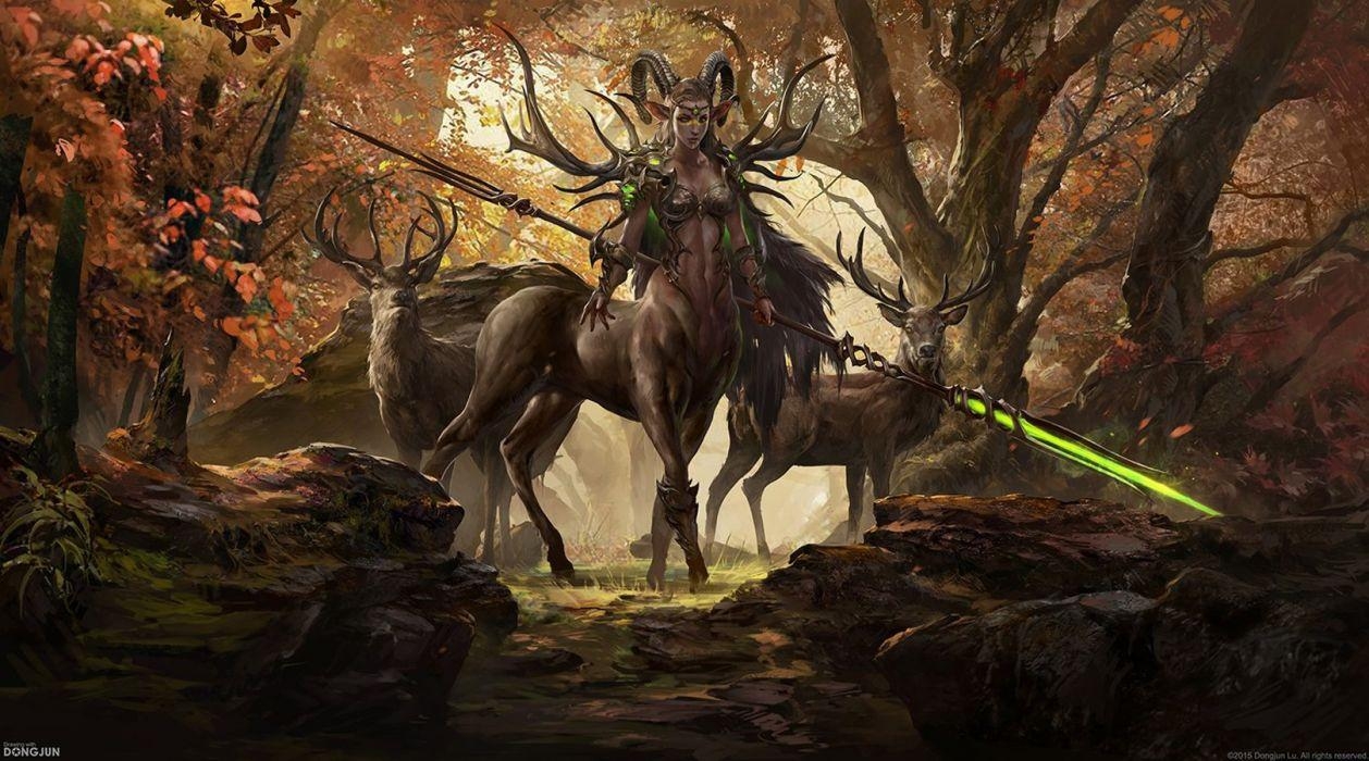 Zentaur, Reh, Frau, Wald, Fantasy, 1260x700 HD Desktop