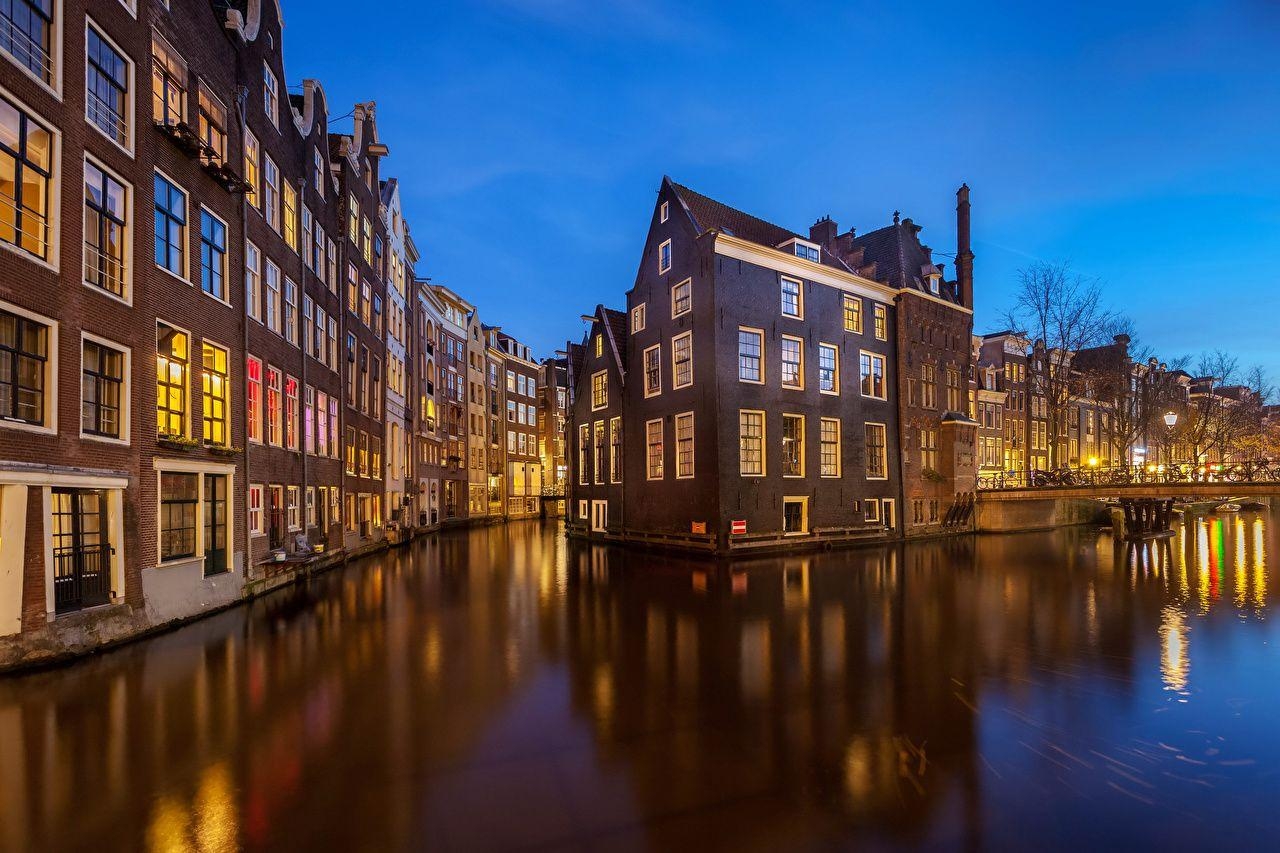 Amsterdam, Niederlande, Kanal, Abend, Städte, 1280x860 HD Desktop