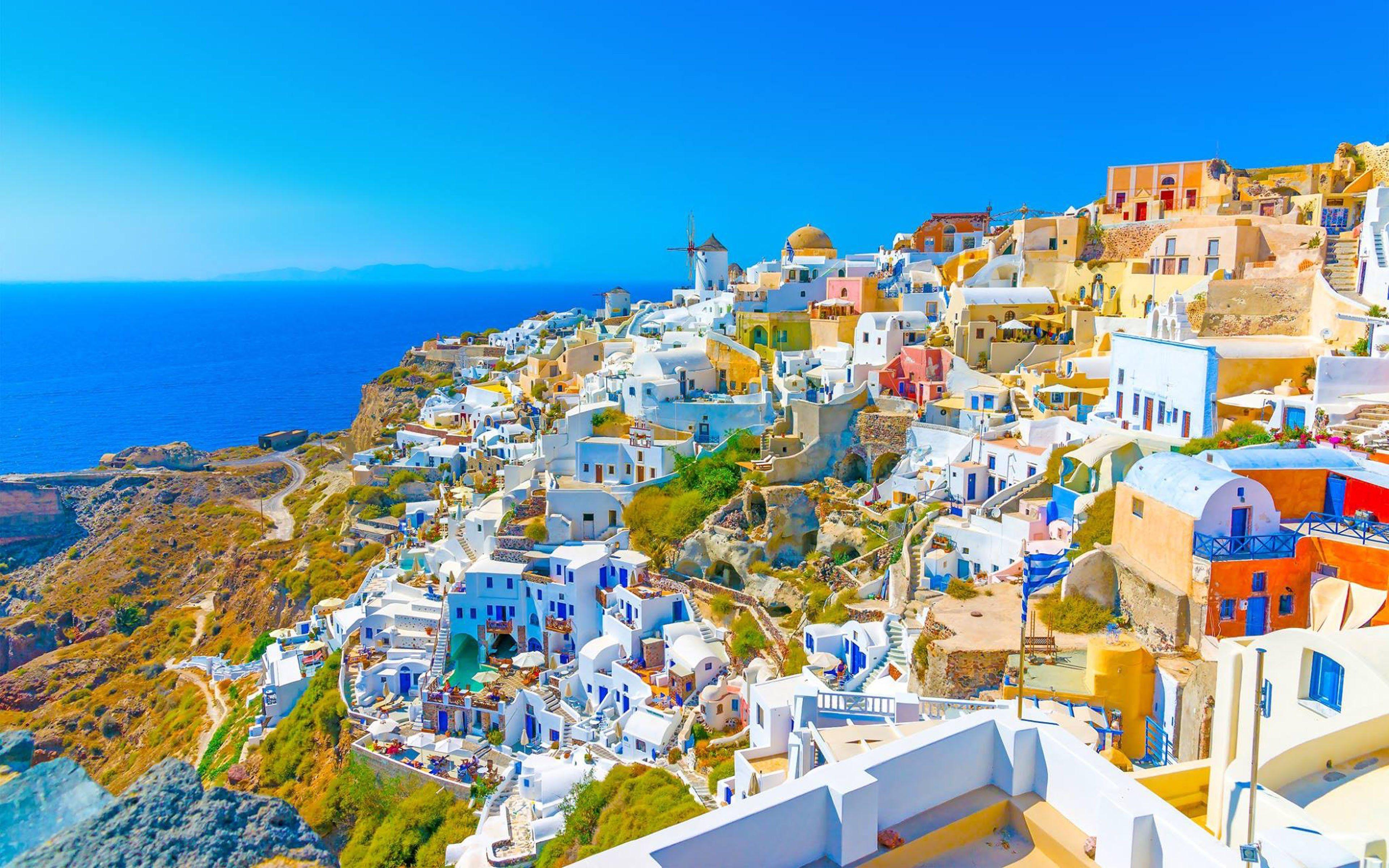 Ägäisches Meer, Fira, Oia, Hauptstadt, Kykladen, 3840x2400 4K Desktop