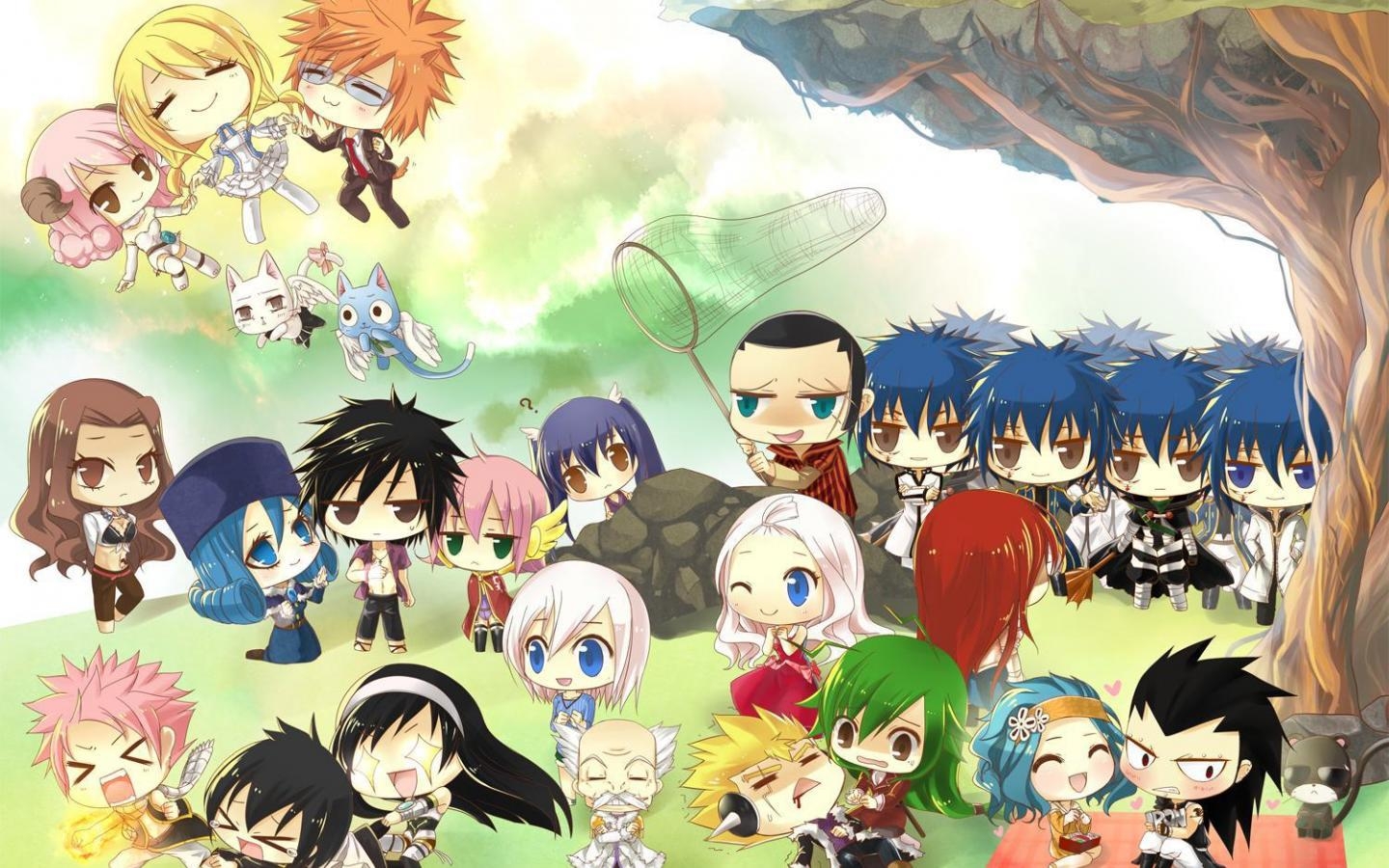 Chibi Fairy Tail, Anime, HD Bilder, 1366x768 Auflösung, kawaii Charaktere, 1440x900 HD Desktop