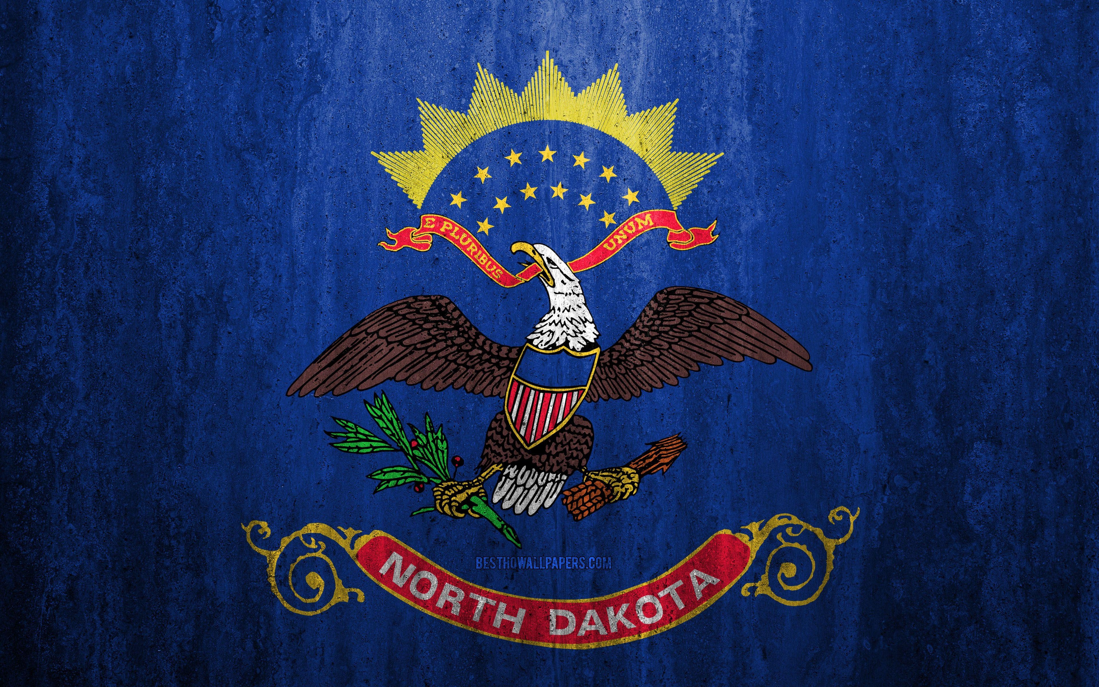 North Dakota, Flagge, 4K, Steinhintergrund, Patriotic, 3840x2400 4K Desktop