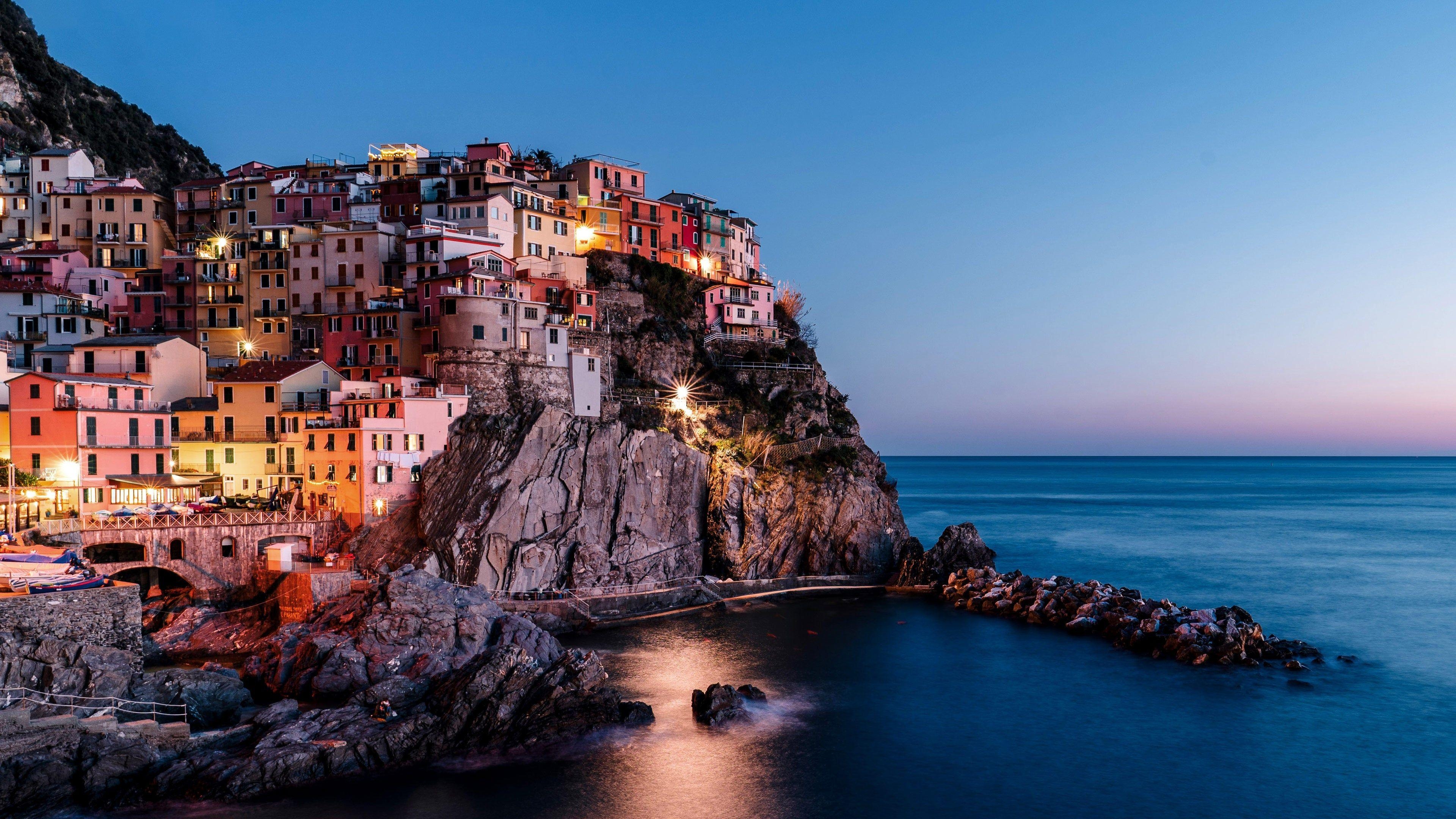 Manarola, Cinque Terre, 4K, Italien, Küste, 3840x2160 4K Desktop