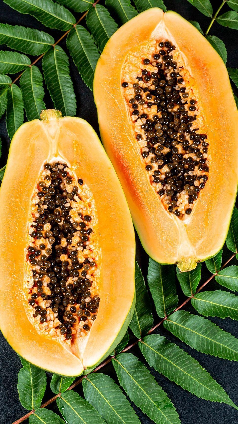 Papaya Frucht, Exotische Blätter, iPhone, Parallax, HD, 940x1670 HD Handy